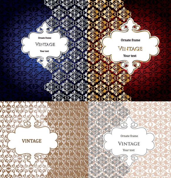 Ornate floral frame Background vector art