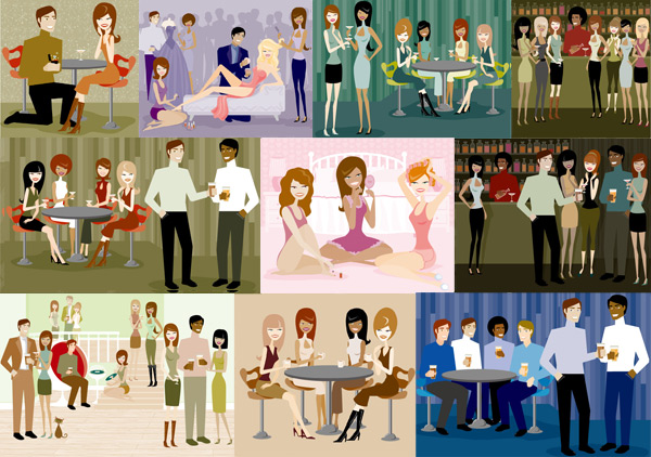 Illustration of modern men and women 02 Vector
