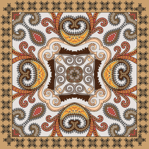 Bandanna pattern ornament design vector material 09 Bandanna pattern ornament design vector material 09