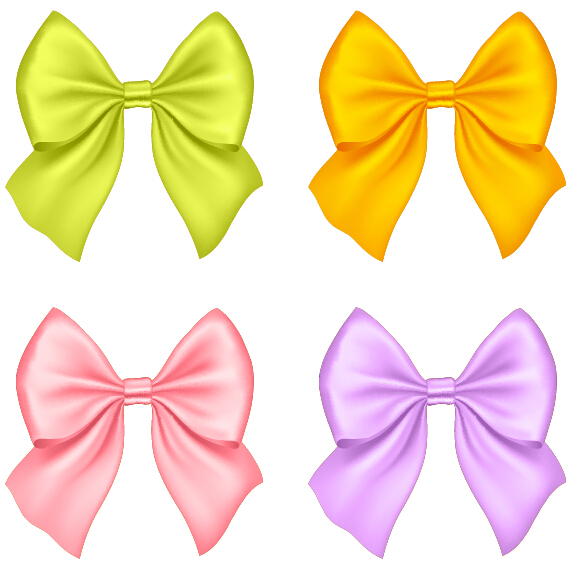 Beautiful colored bow vectors set 01 Beautiful colored bow vectors set 01