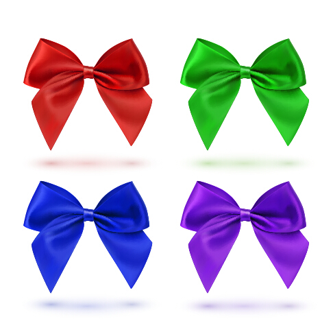 Beautiful colored bow vectors set 02 Beautiful colored bow vectors set 02