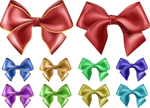 Beautiful colored bow vectors set 03 Beautiful colored bow vectors set 03