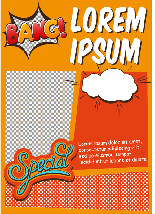 Cartoon style magazine with flyer cover vector 04