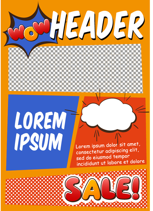 Cartoon style magazine with flyer cover vector 05 Cartoon style magazine with flyer cover vector 05