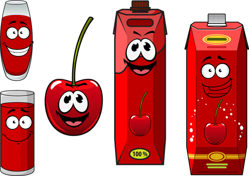 Cartoon style packaging with juice vector set 05 Cartoon style packaging with juice vector set 05