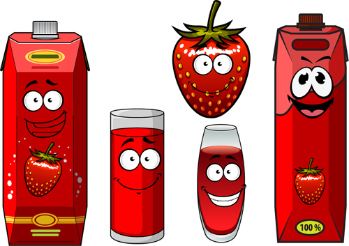 Cartoon style packaging with juice vector set 06 Cartoon style packaging with juice vector set 06