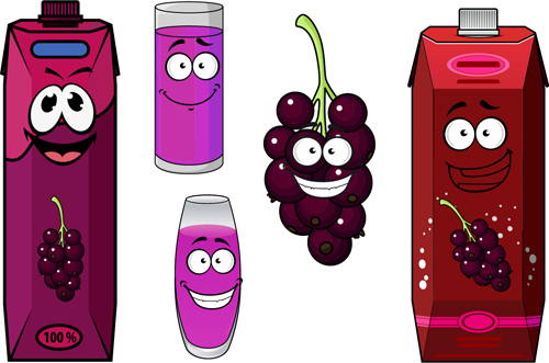 Cartoon style packaging with juice vector set 07 Cartoon style packaging with juice vector set 07