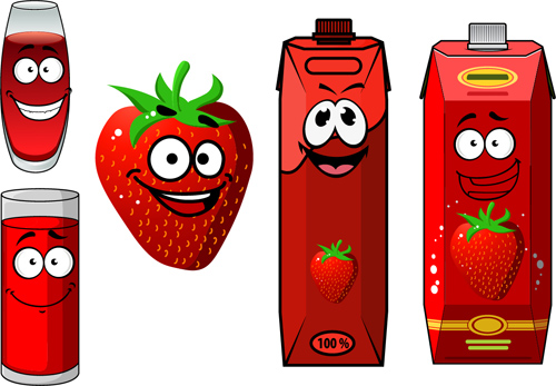 Cartoon style packaging with juice vector set 08 Cartoon style packaging with juice vector set 08