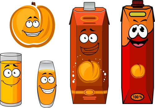 Cartoon style packaging with juice vector set 09 Cartoon style packaging with juice vector set 09