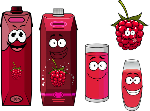 Cartoon style packaging with juice vector set 11 Cartoon style packaging with juice vector set 11