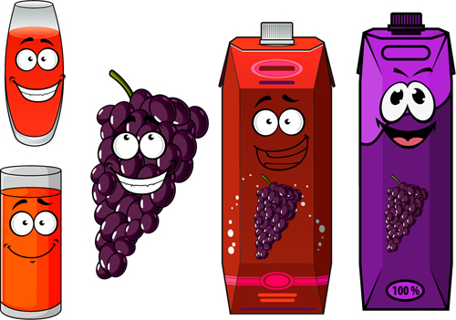 Cartoon style packaging with juice vector set 12 Cartoon style packaging with juice vector set 12