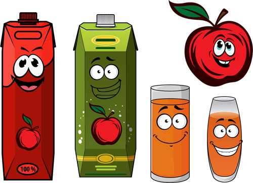Cartoon style packaging with juice vector set 13 Cartoon style packaging with juice vector set 13