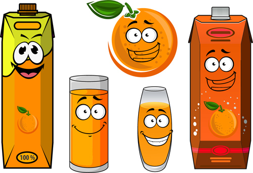 Cartoon style packaging with juice vector set 14 Cartoon style packaging with juice vector set 14