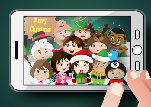 Chrismas cartoon kids vectors material 05