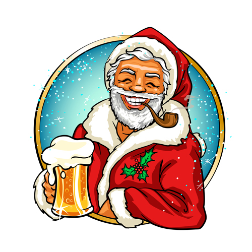 Christmas labels with santa vector material 03 Christmas labels with santa vector material 03