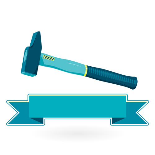 Construction tools with ribbon banners vectors 05 Construction tools with ribbon banners vectors 05