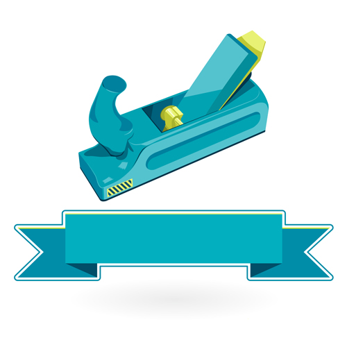 Construction tools with ribbon banners vectors 06 Construction tools with ribbon banners vectors 06