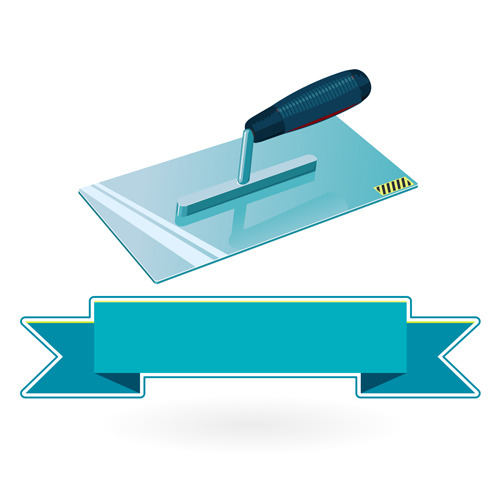Construction tools with ribbon banners vectors 13 Construction tools with ribbon banners vectors 13