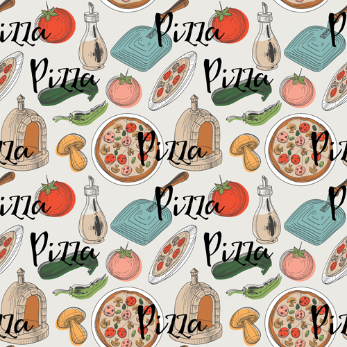 Creative pizza seamless pattern vector set 02 Creative pizza seamless pattern vector set 02