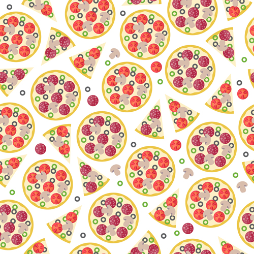 Creative pizza seamless pattern vector set 03