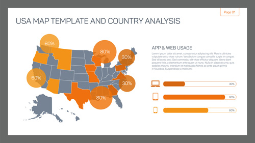 Map with infographic business templates vector 09 Map with infographic business templates vector 09