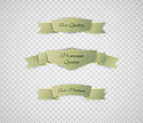 Origami ribbon vintage vector set 06