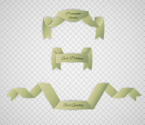 Origami ribbon vintage vector set 07