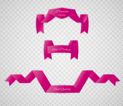 Origami ribbon vintage vector set 14