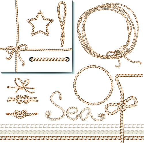 Realistic rope border and frame vector 03 Realistic rope border and frame vector 03