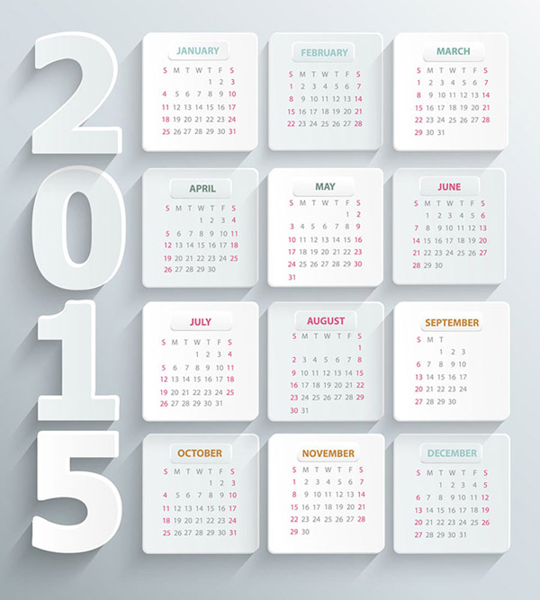 white paper paper calendar 2015 