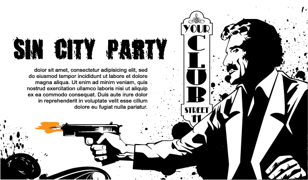 Sin city party club flyer temolate vector 02 Sin city party club flyer temolate vector 02
