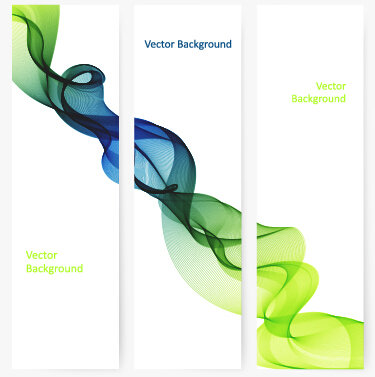 Smoke with wavy abstract banners set 05