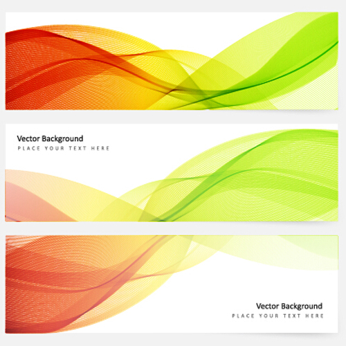 Smoke with wavy abstract banners set 06