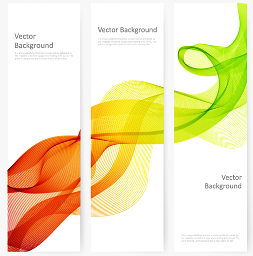 Smoke with wavy abstract banners set 14