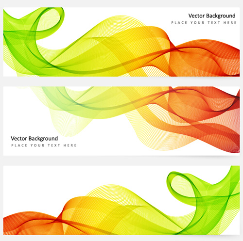Smoke with wavy abstract banners set 15