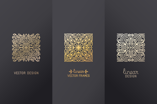 Vector frames golden vintage design 04