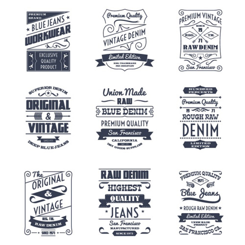 Vintage denim labels creative vector Vintage denim labels creative vector