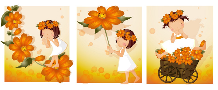 Elements of girl orange daisy master Vector Elements of girl orange daisy master Vector