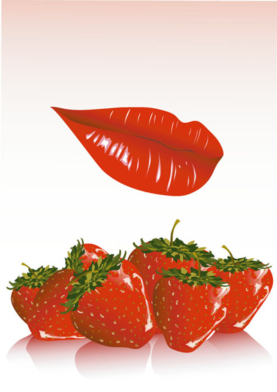 Red lips and strawberry Vector Red lips and strawberry Vector