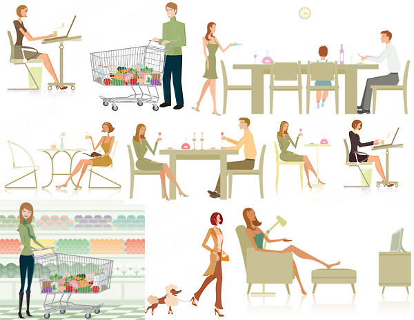 Elements of modern white collar work and life Vector Elements of modern white collar work and life Vector