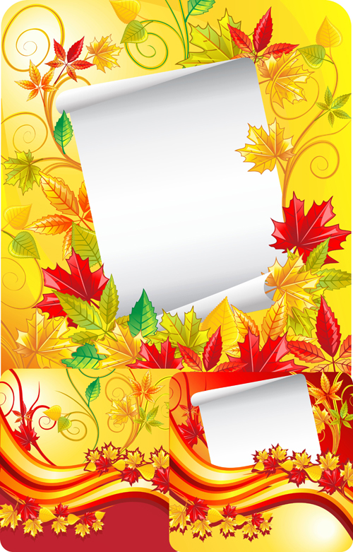 Autumn leaves with white paper background vector Autumn leaves with white paper background vector