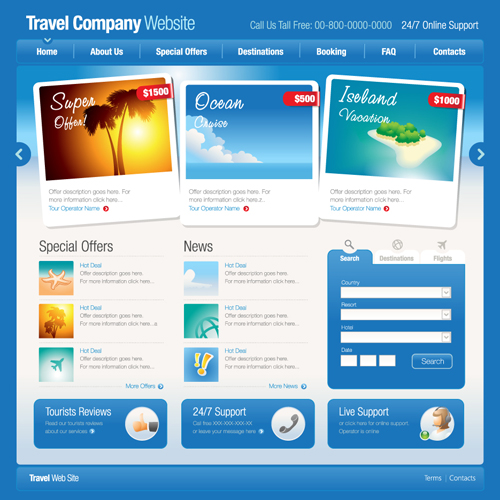 website travel template styles blue 