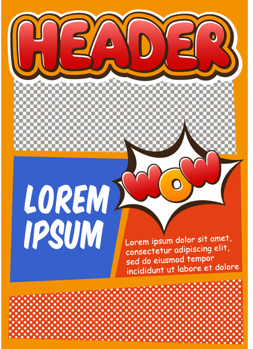 Cartoon style magazine with flyer cover vector 01 Cartoon style magazine with flyer cover vector 01