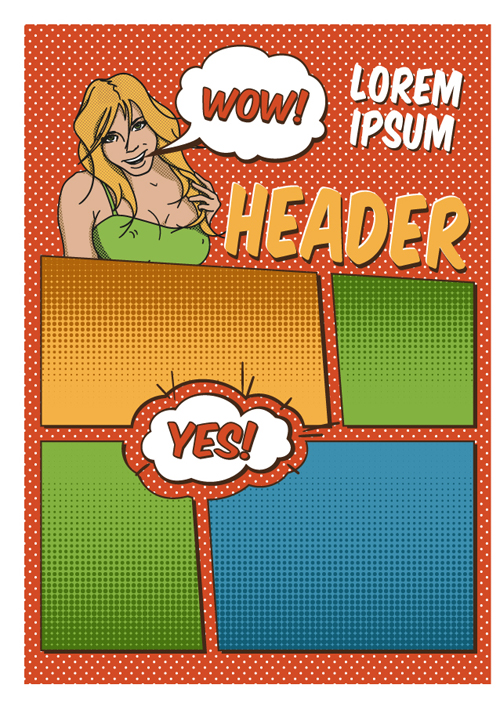 Cartoon style magazine with flyer cover vector 08 Cartoon style magazine with flyer cover vector 08