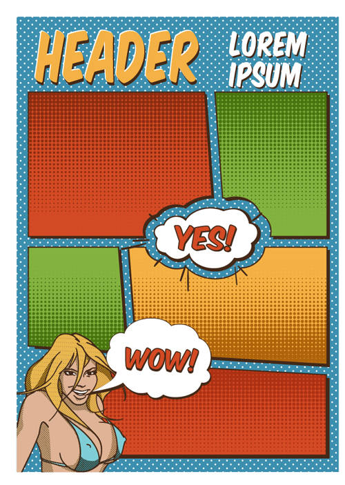 Cartoon style magazine with flyer cover vector 09 Cartoon style magazine with flyer cover vector 09