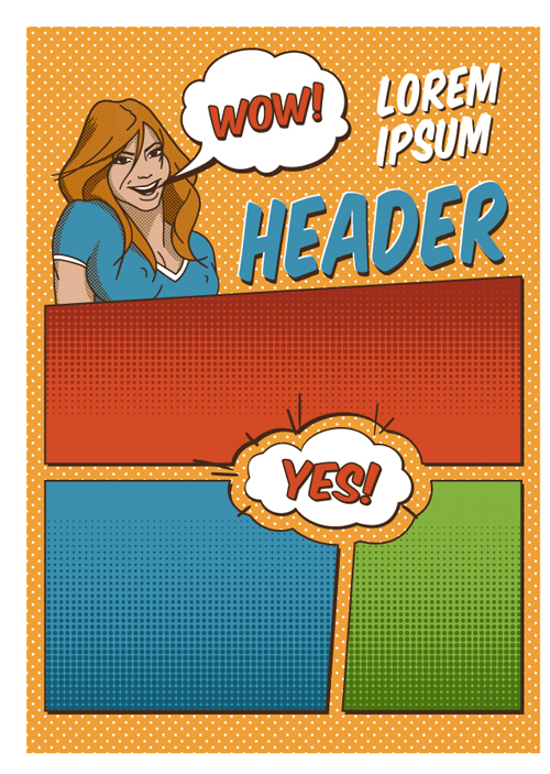 Cartoon style magazine with flyer cover vector 10 Cartoon style magazine with flyer cover vector 10