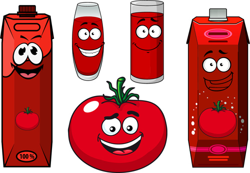 Cartoon style packaging with juice vector set 02 Cartoon style packaging with juice vector set 02