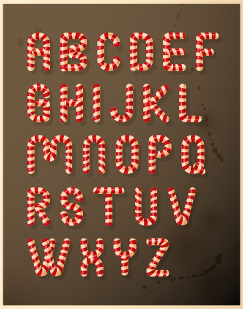Christmas candy alphabets vector 02 Christmas candy alphabets vector 02