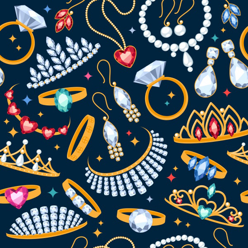 Diamond and Jewelry pattern seamless vector Diamond and Jewelry pattern seamless vector