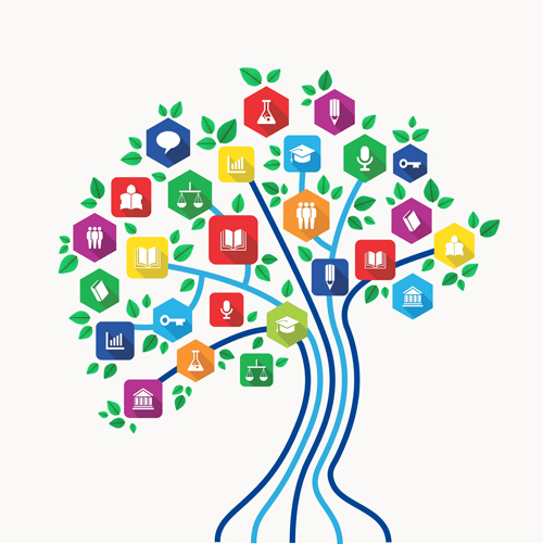 Education Icons and tree vecor